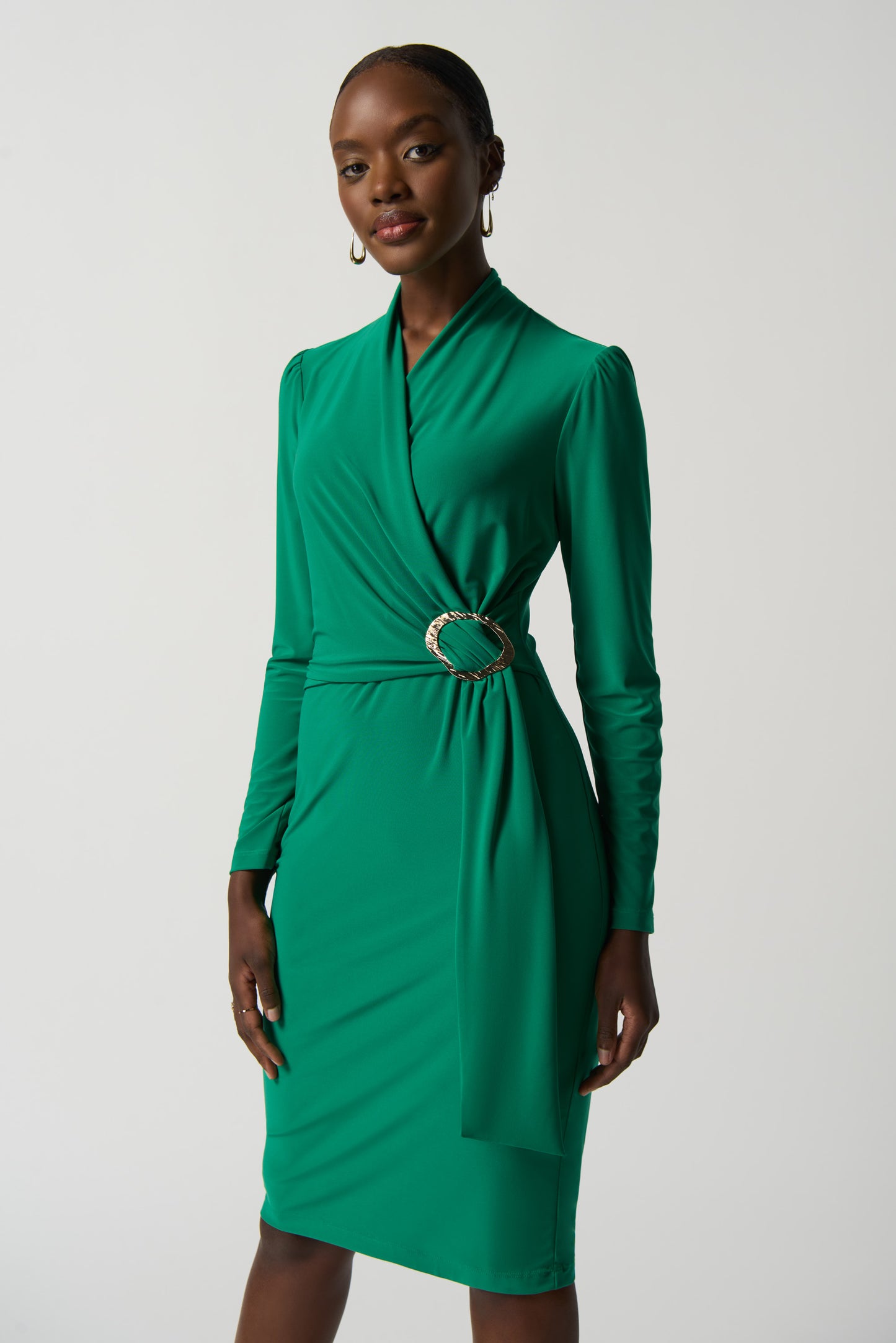 Vestido cruzado manga larga verde 233119
