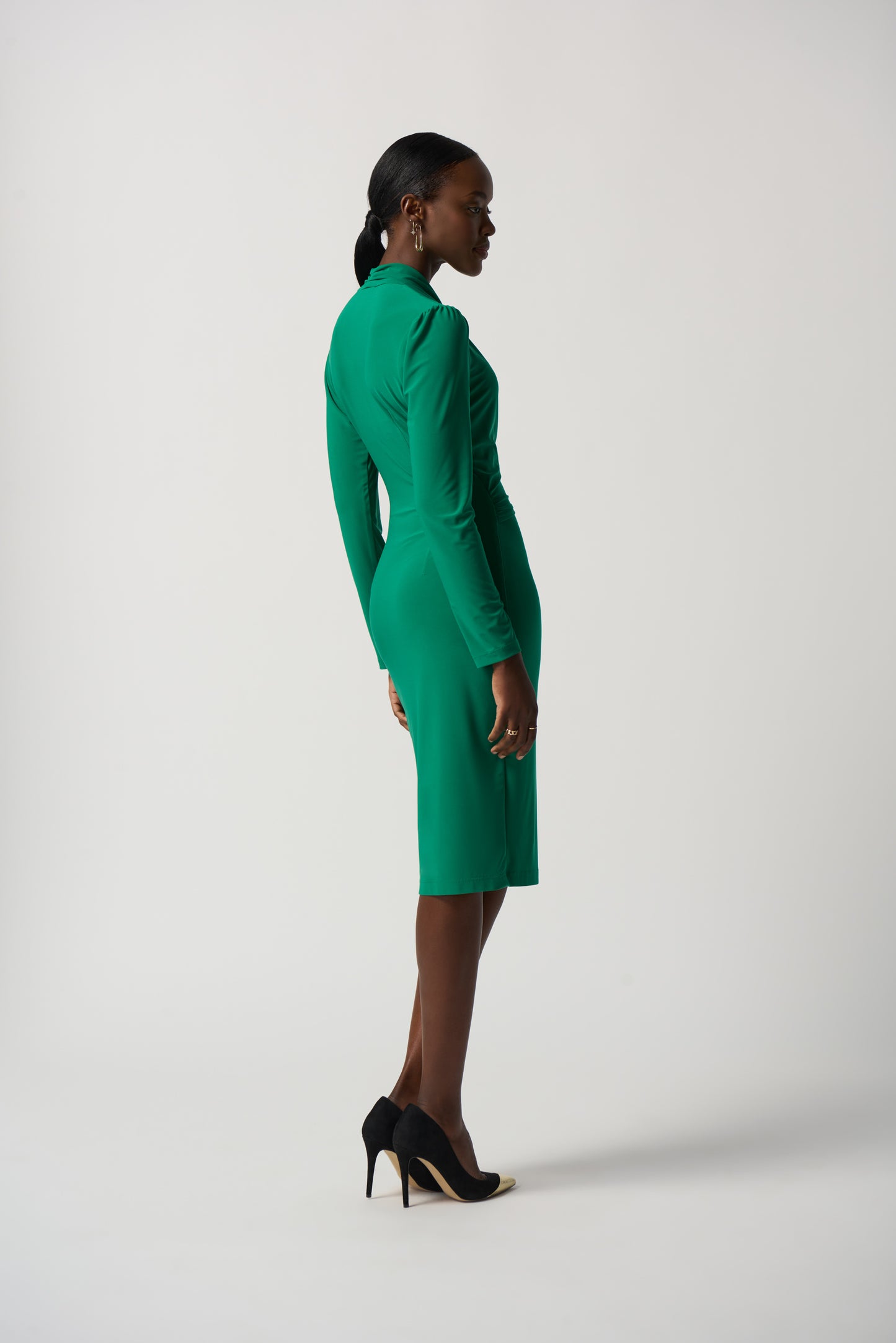 Vestido cruzado manga larga verde 233119