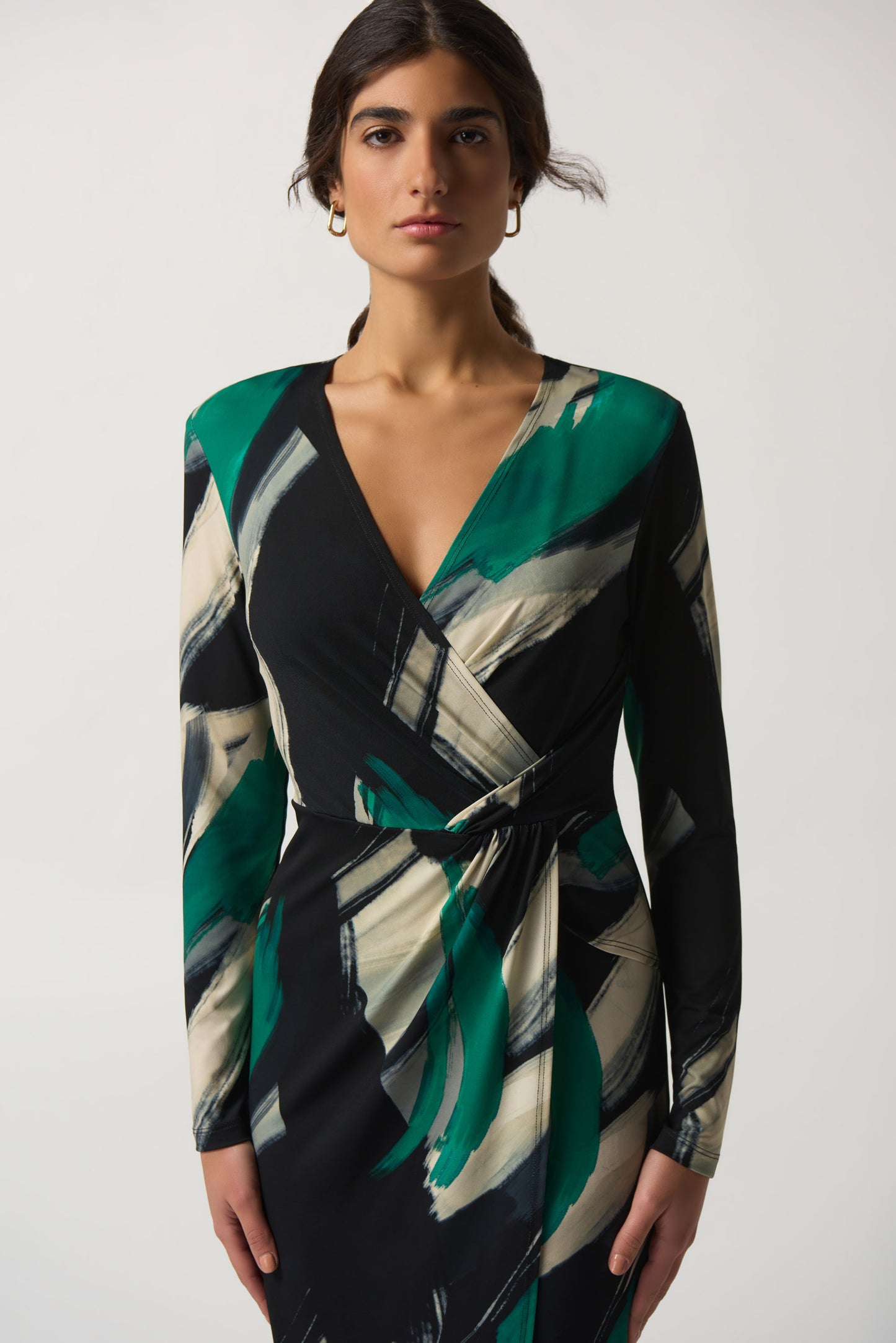 Vestido cruzado estampado verde 233127