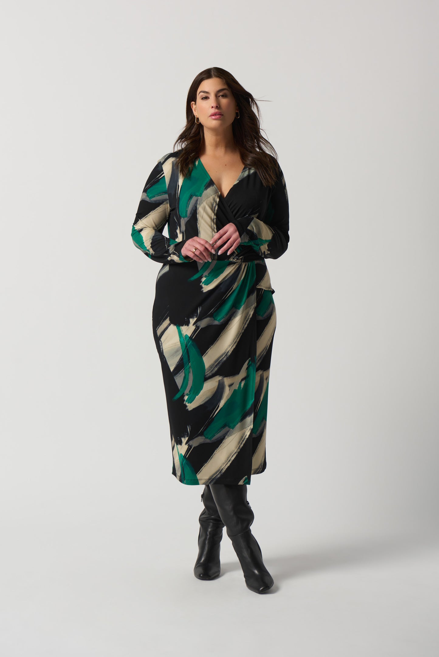 Vestido cruzado estampado verde 233127