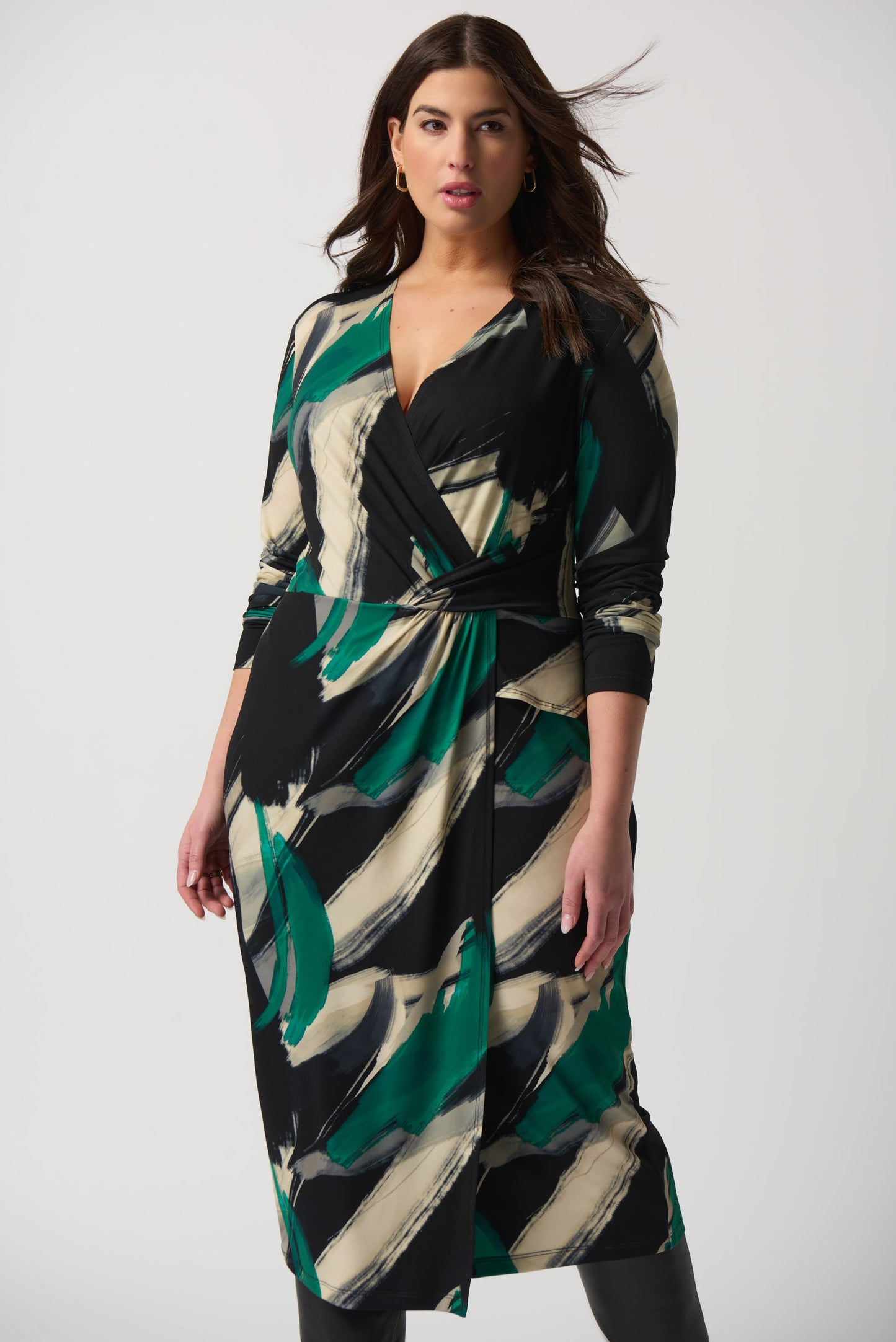 Vestido cruzado estampado verde 233127
