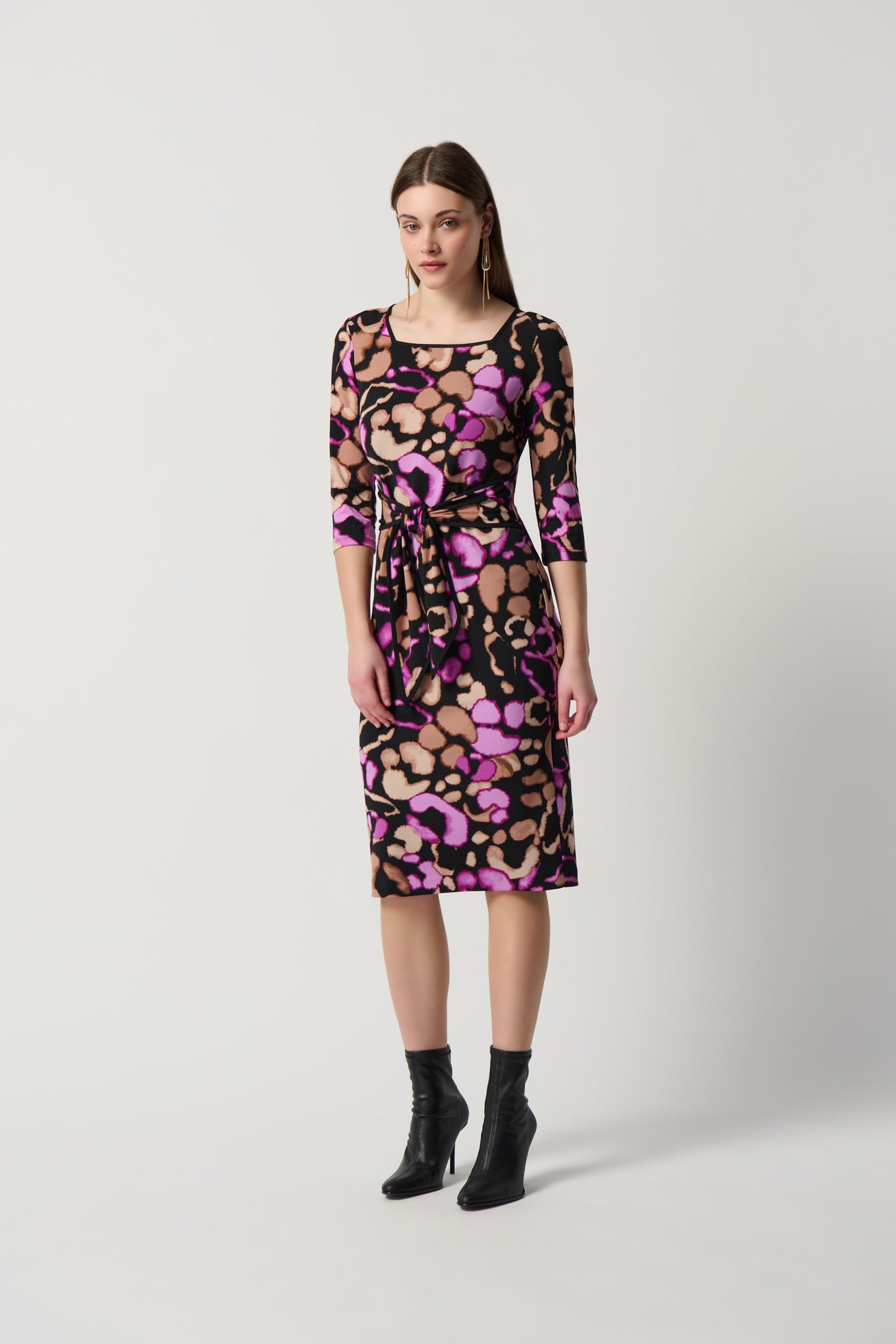 Vestido animal print con fajín 234291