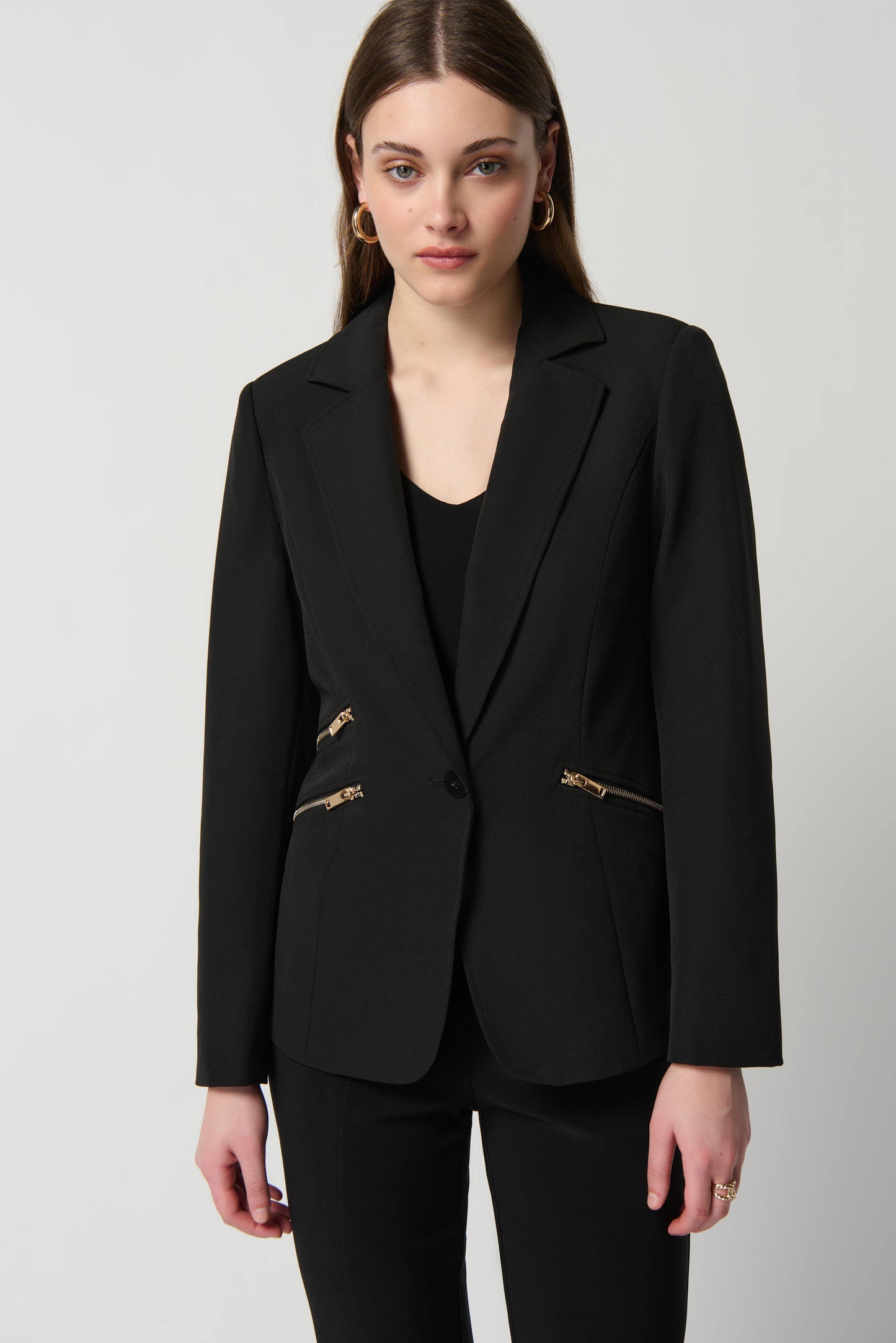 Blazer tejido con bolsillos con cremallera negro 234929