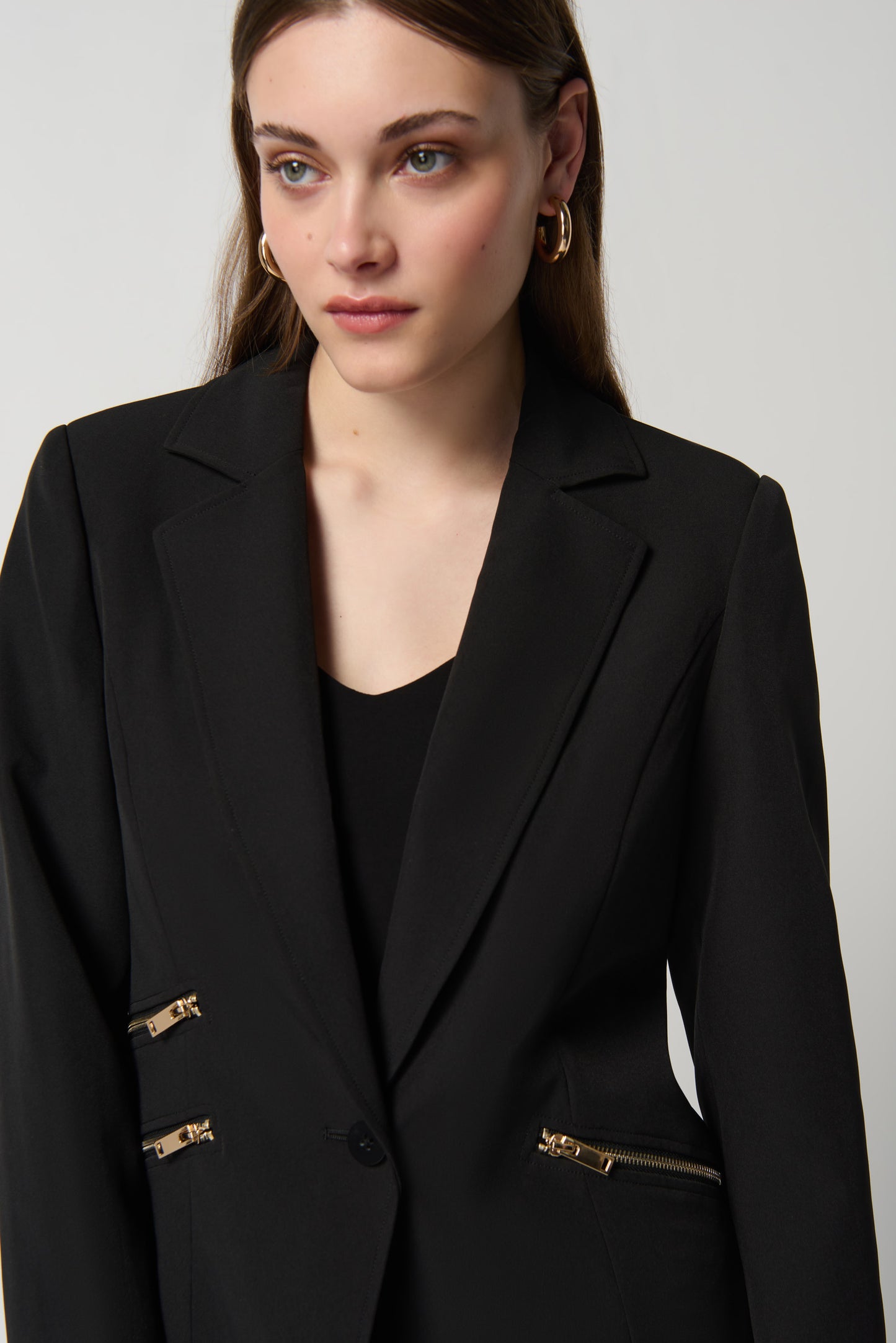 Blazer tejido con bolsillos con cremallera negro 234929