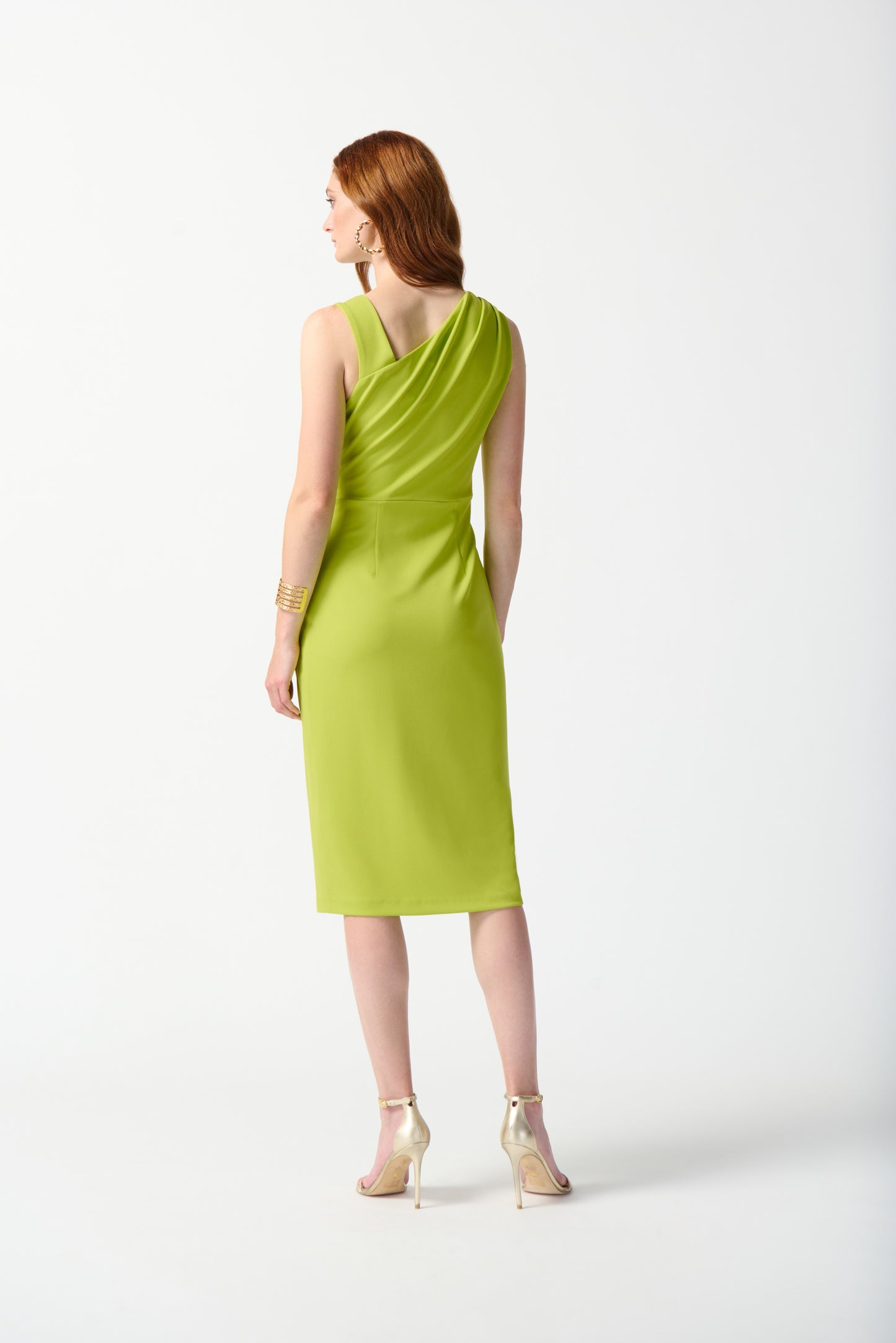 Vestido drapeado verde limón 242234