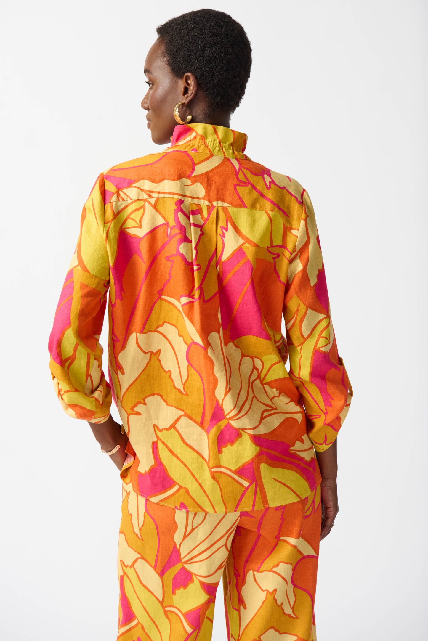Blusa estampado floral en mezcla de lino 242915