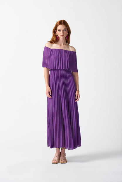 Vestido plisado de gasa púrpura 242926