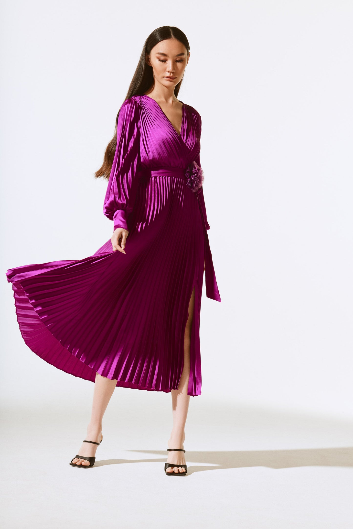 Vestido cruzado plisado 243771X
