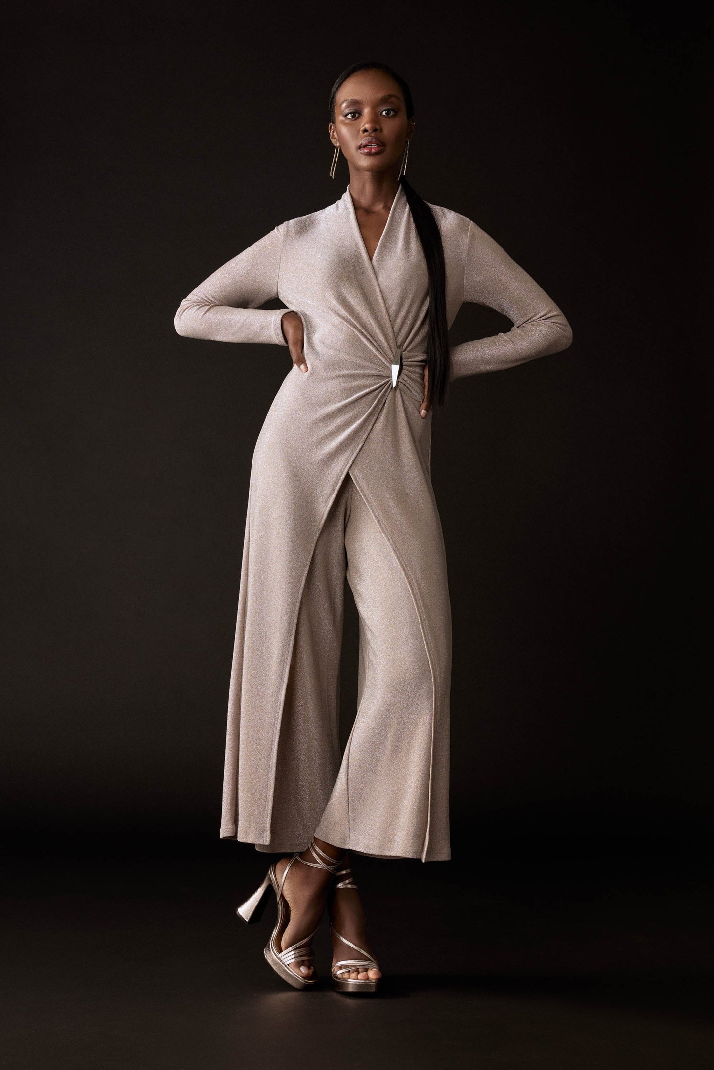 Jumpsuit cruzado jaspeado 243794