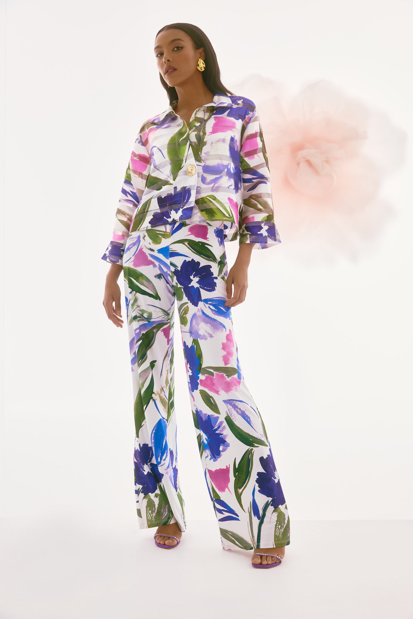 Pantalones de pierna ancha con estampado floral 251770 | Signature