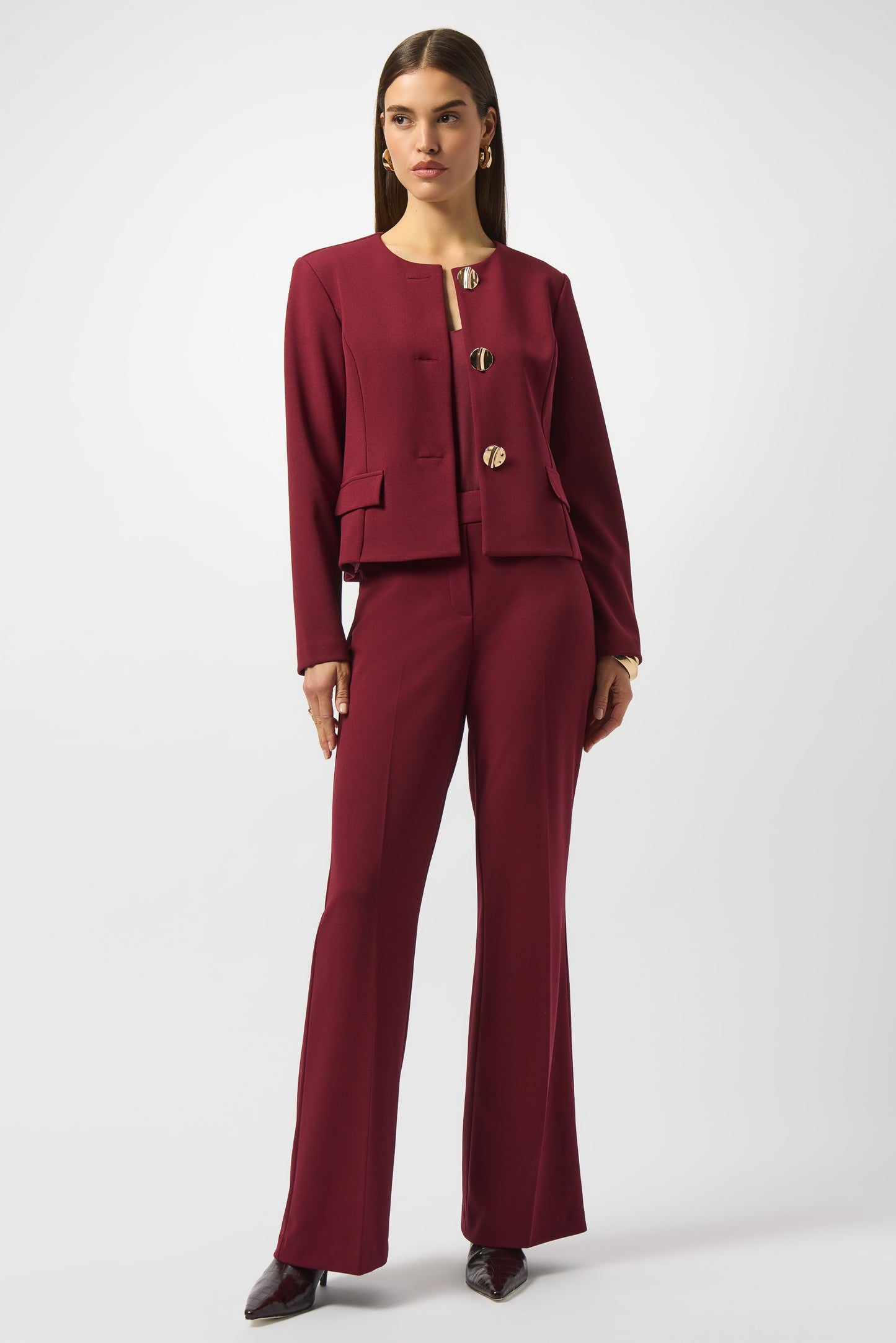 Blazer con botones metálicos rojo merlot 253071