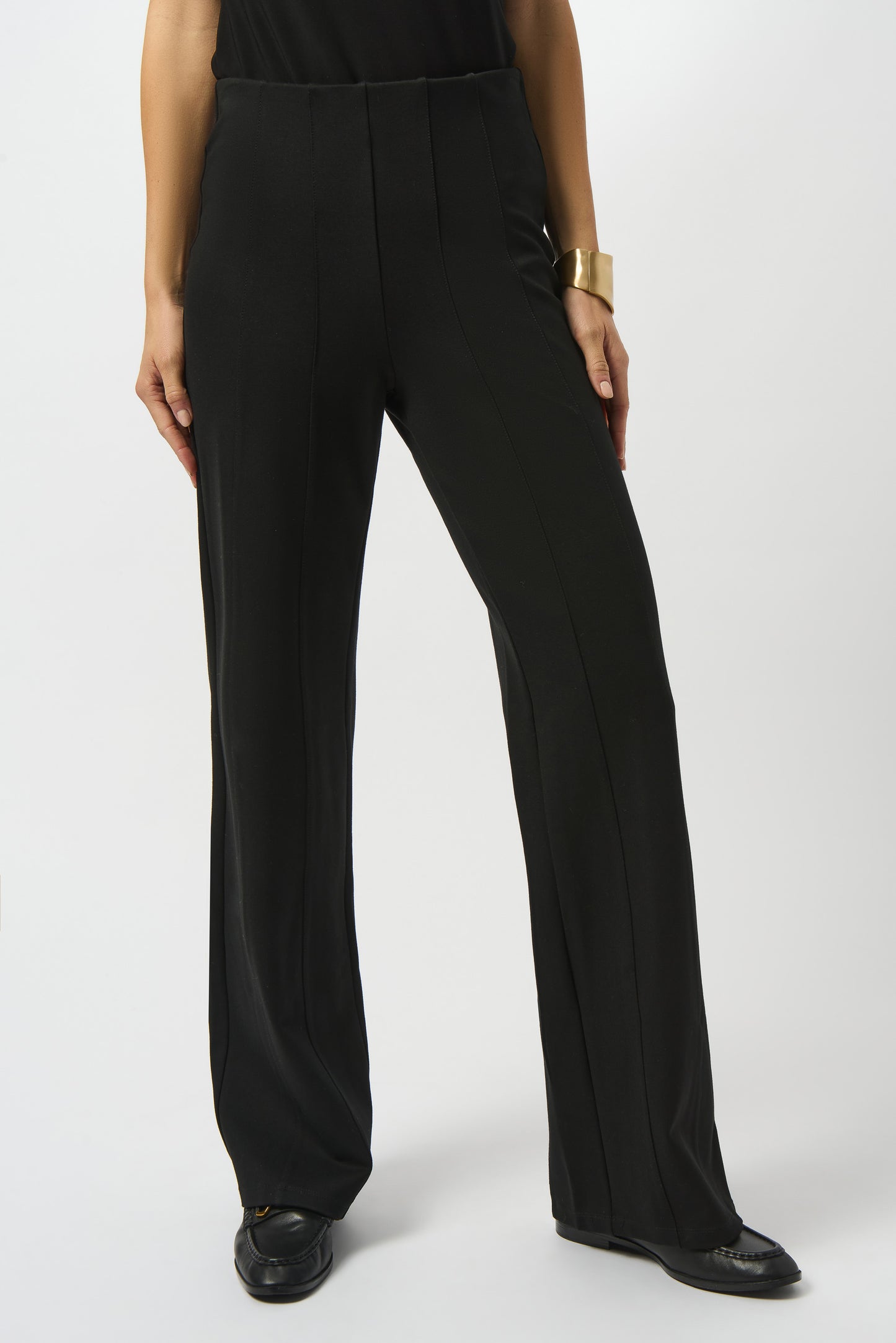 Pantalón de pierna ancha de punto grueso negro 253919