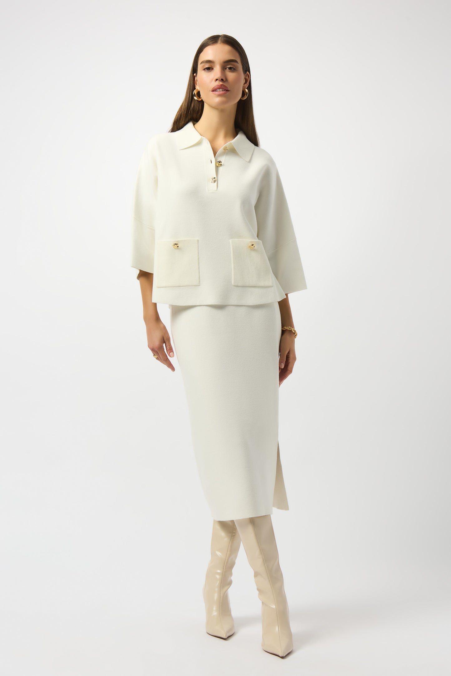 Jersey con cuello polo blanco invierno 253962