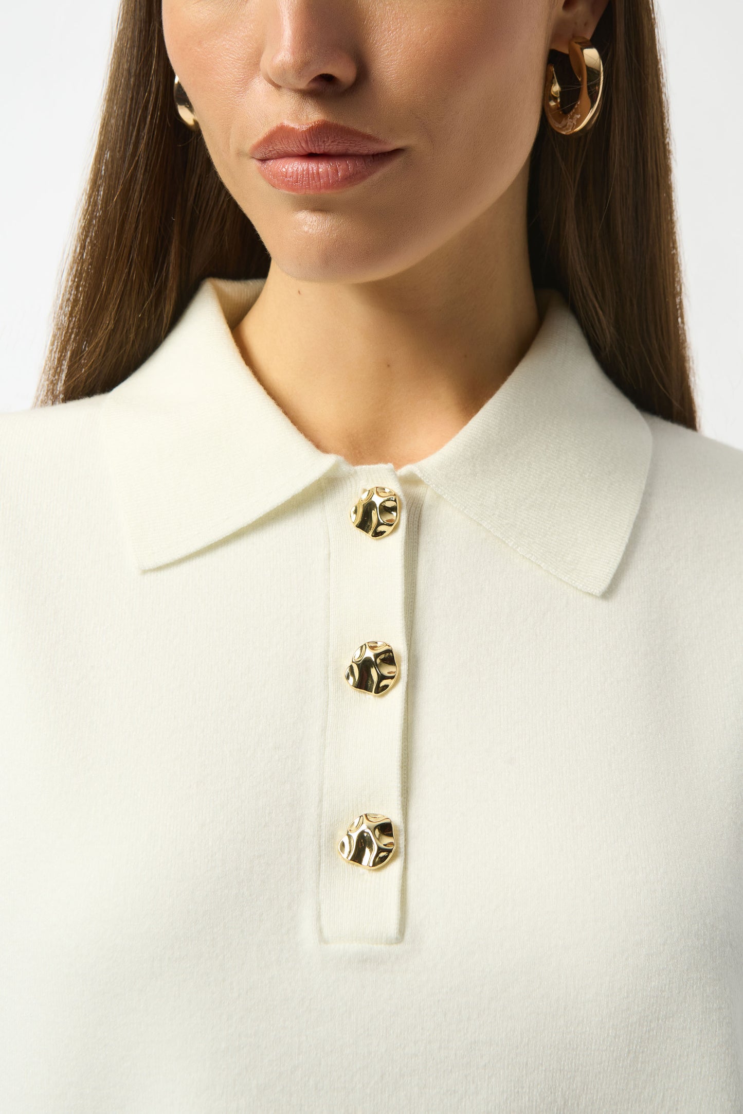 Jersey con cuello polo blanco invierno 253962
