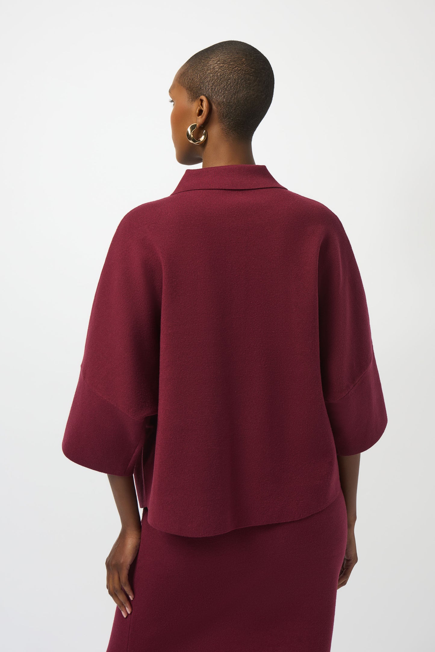 Jersey con cuello polo rojo merlot 253962