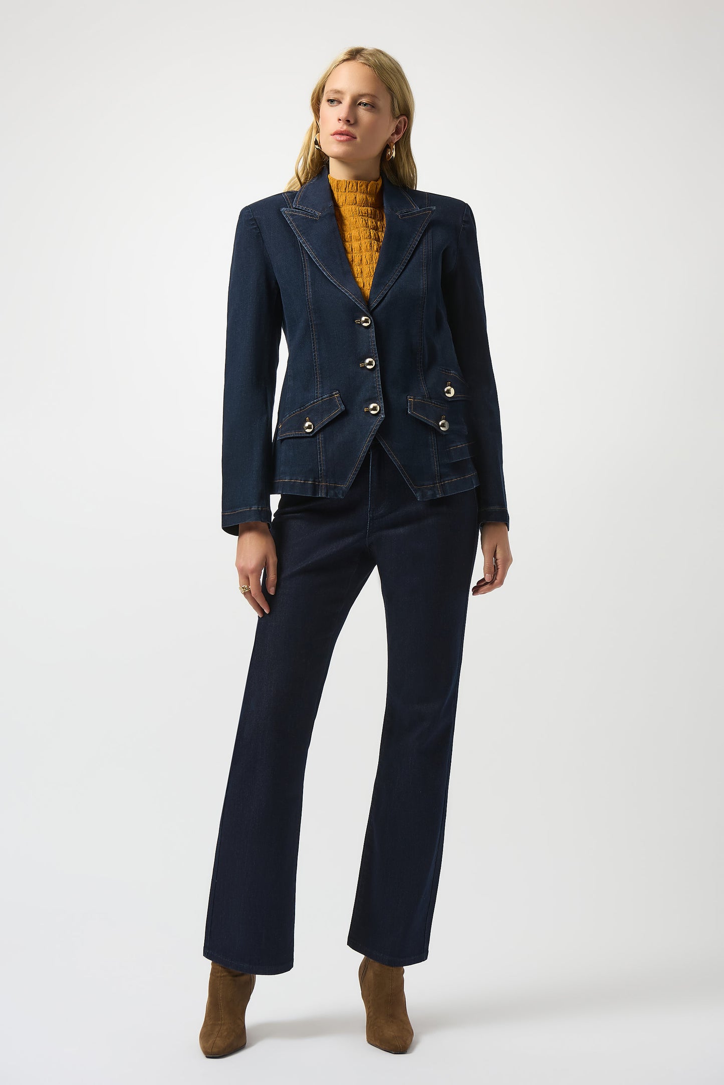 Blazer ajustado de mezclilla elastica 253982