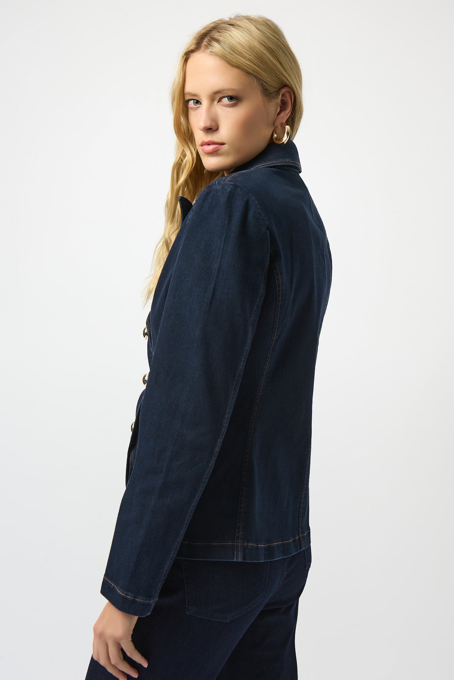 Blazer ajustado de mezclilla elastica 253982