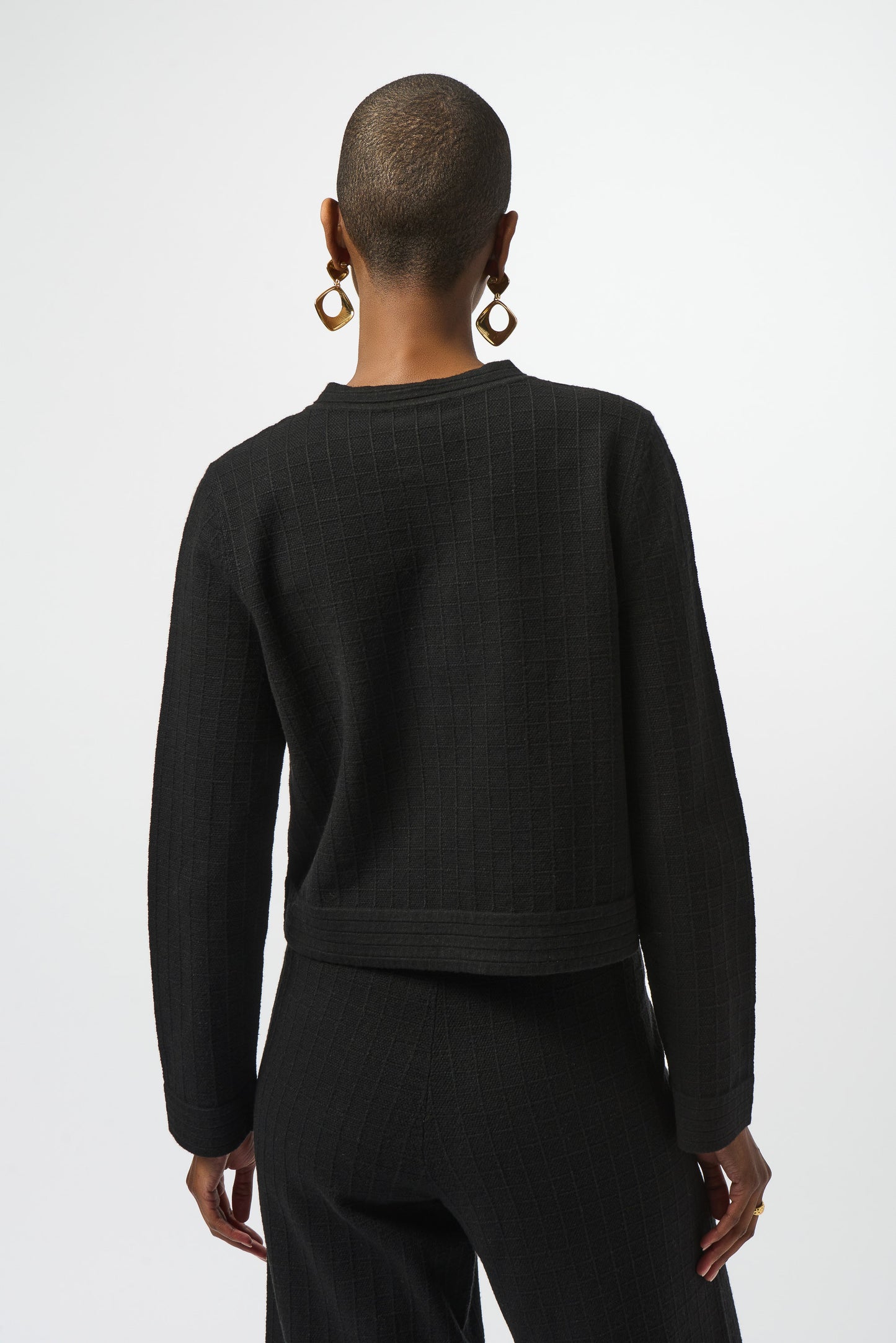 Chaqueta de punto con cuello redondo negro 253983