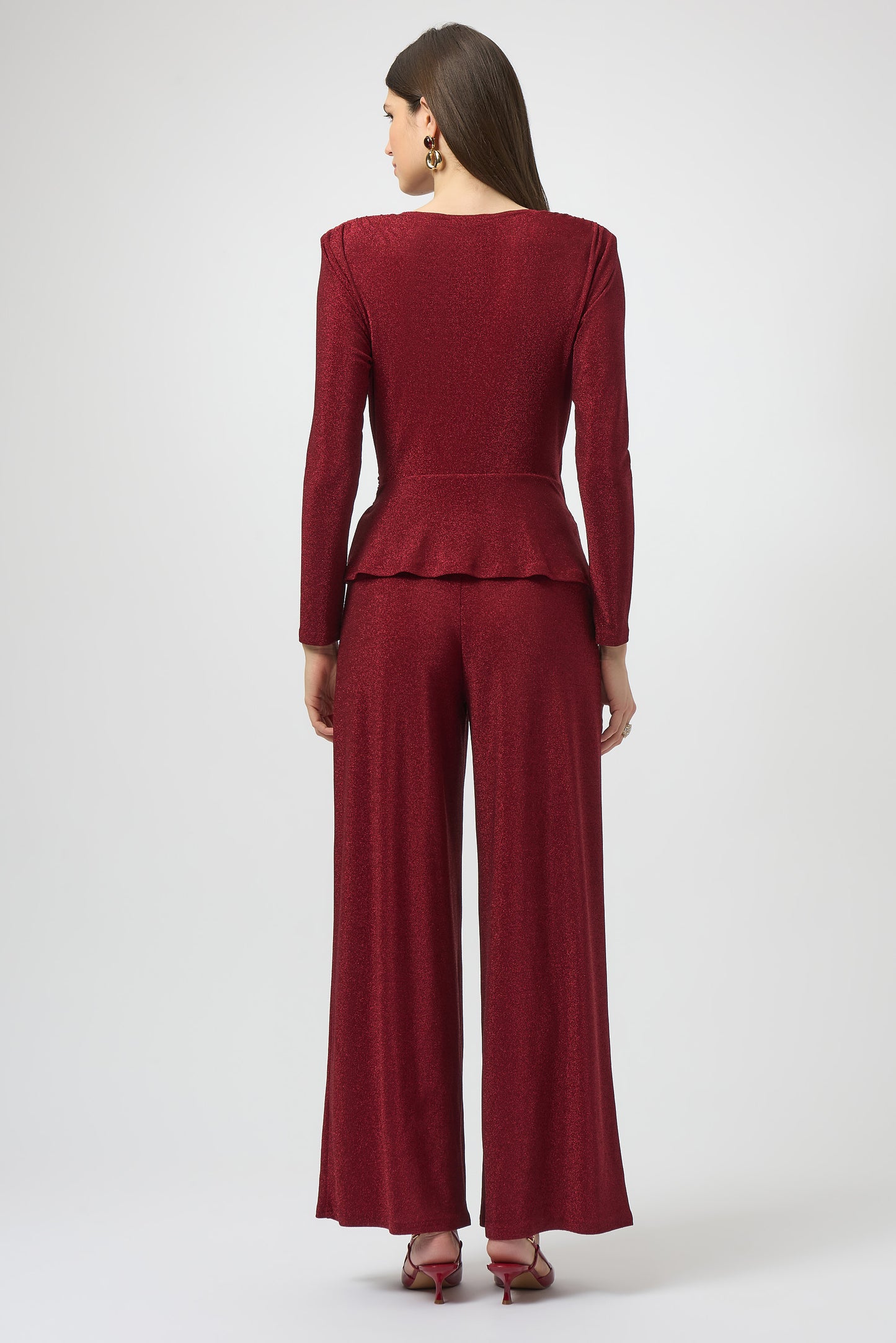 Palazzo de pierna ancha con efecto metálico rojo cereza 254123