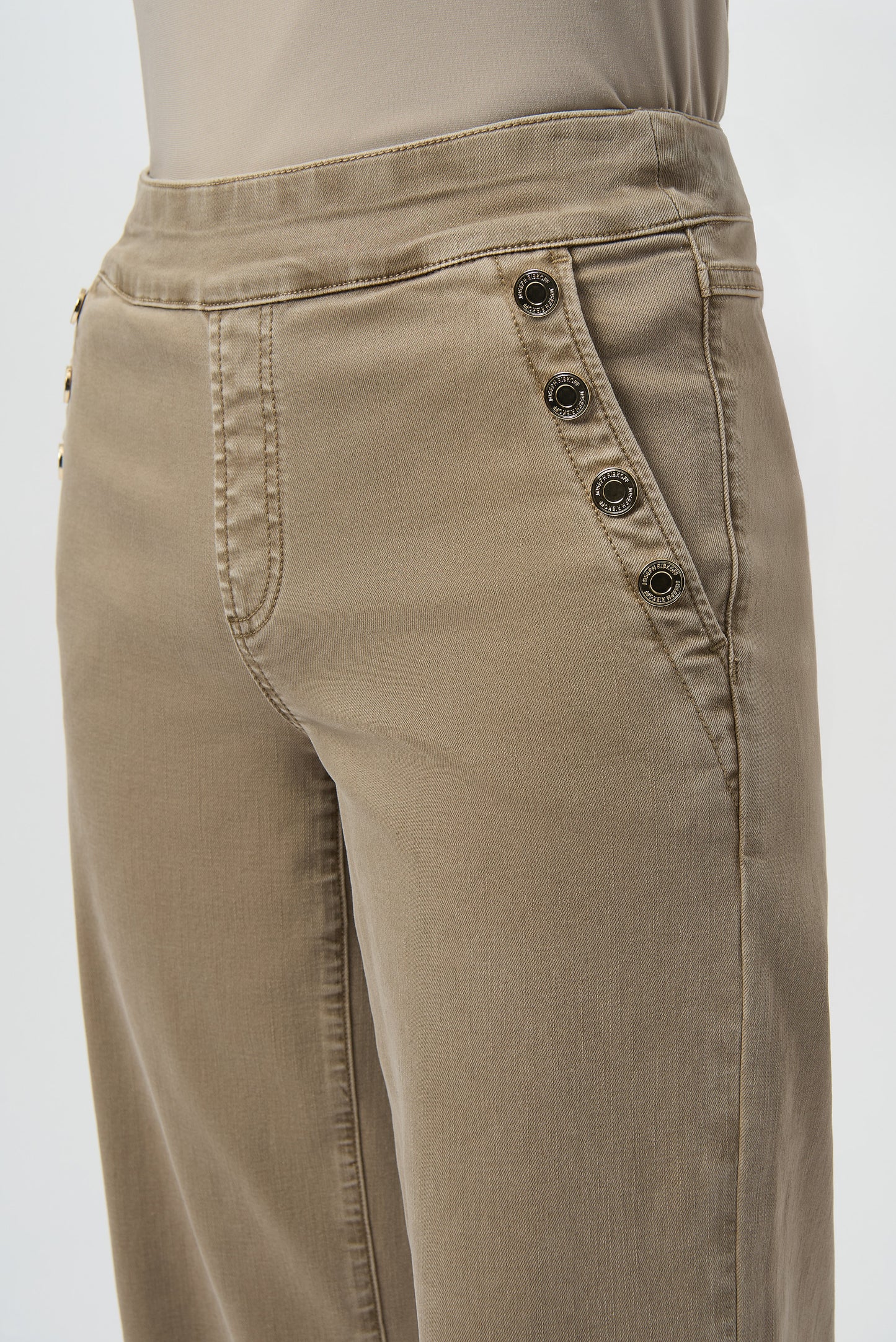 Jeans de pierna ancha con botones metálicos kaki fauno 254919