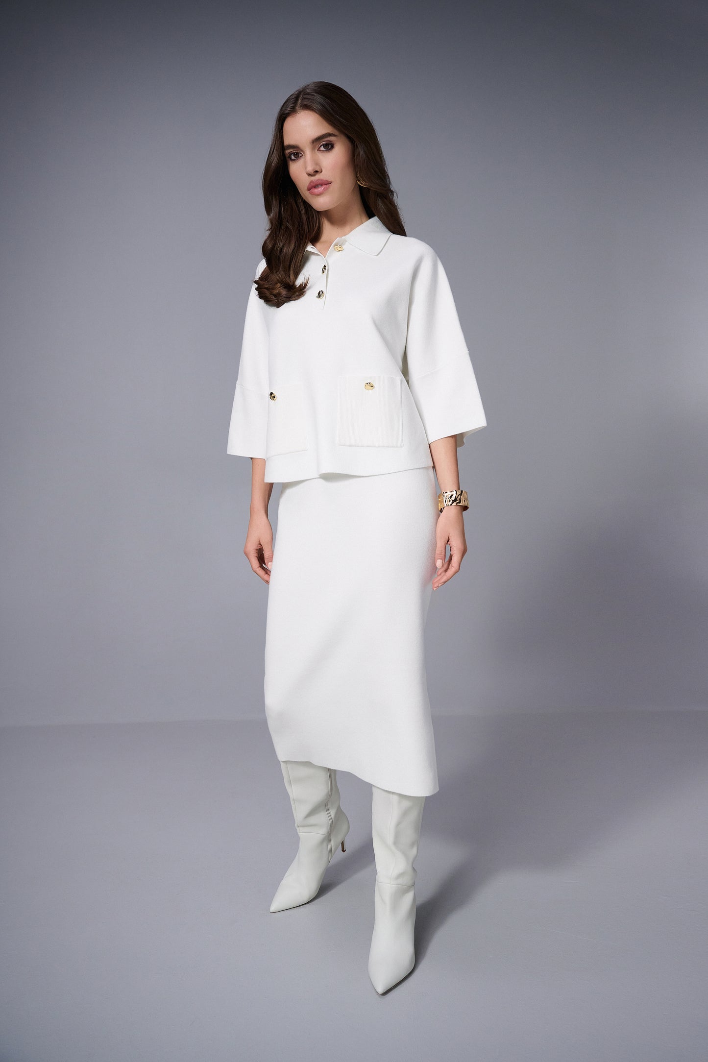 Jersey con cuello polo blanco invierno 253962
