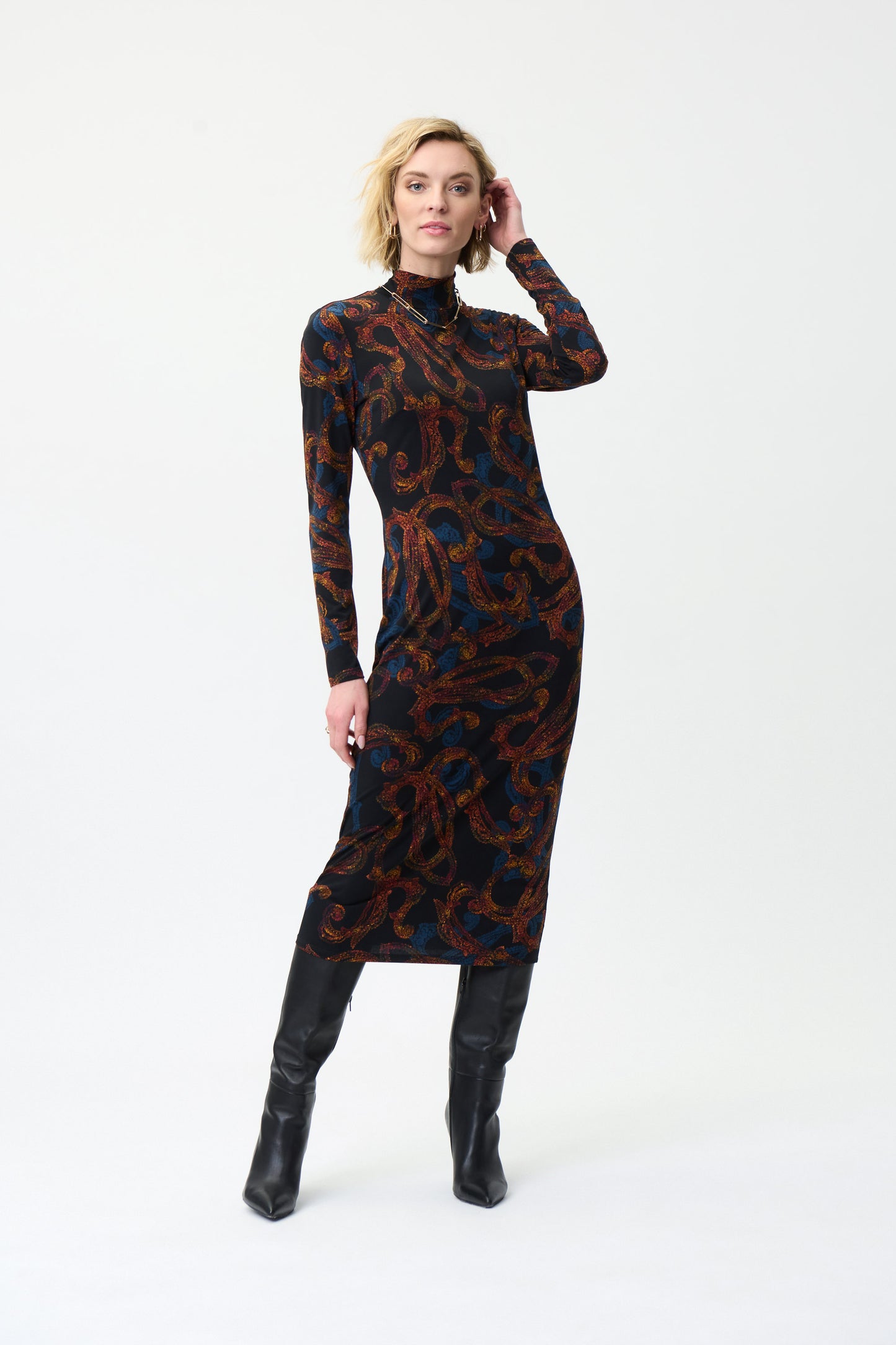 Vestido cuello alto estampado 224186