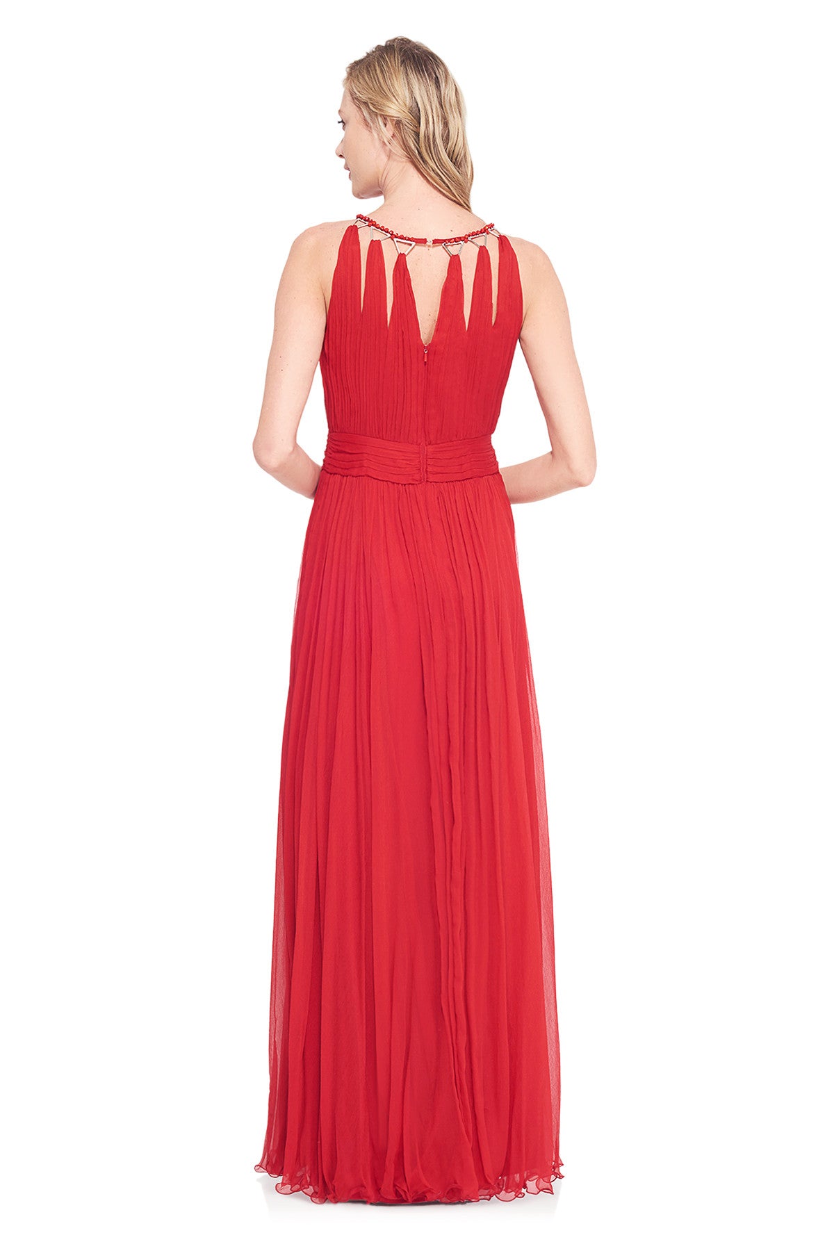Vestido rojo plisado 16701 Tadashi Shoji