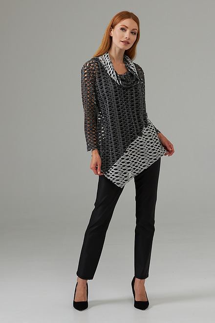 Draped Collar Fishnet Blouse Style 203012