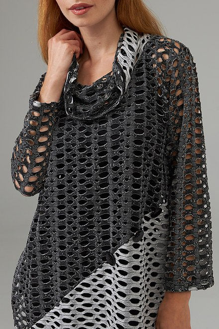 Draped Collar Fishnet Blouse Style 203012
