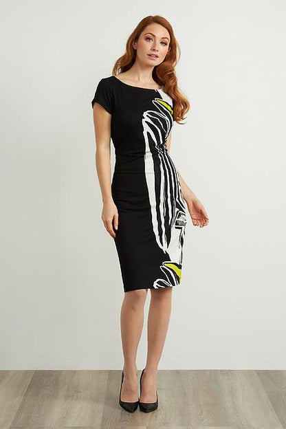 Joseph Ribkoff Black/Multi Animal Print Short Sleeve Dress Style 211344