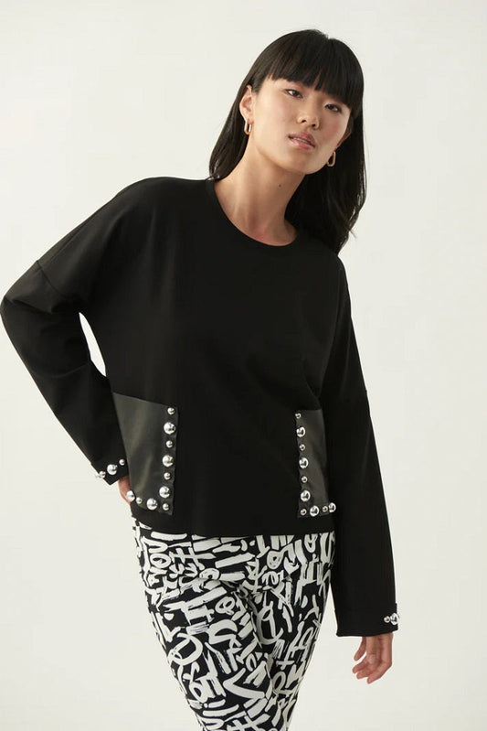 Blusa con bolsillos delanteros de piel sintético 213000