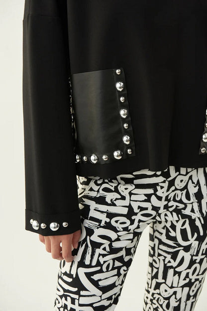 Blusa con bolsillos delanteros de piel sintético 213000