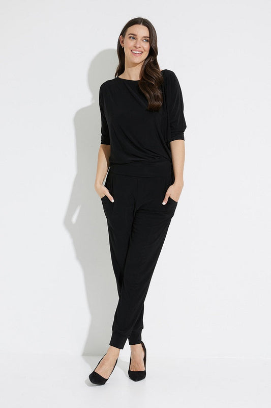 Jumpsuit negro con cintura fruncida 223169