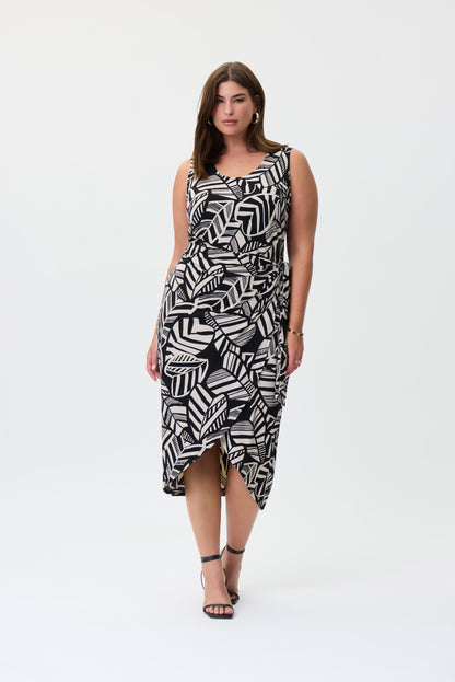 Vestido cruzado negro con beige 232197