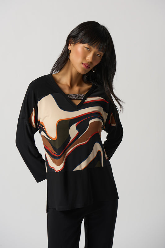 Blusa cuello V estampado 233116