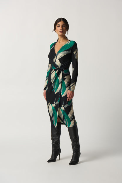 Vestido cruzado estampado verde 233127