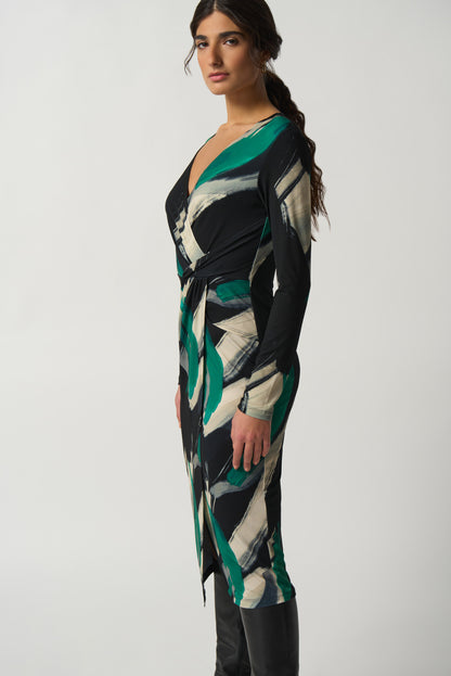 Vestido cruzado estampado verde 233127