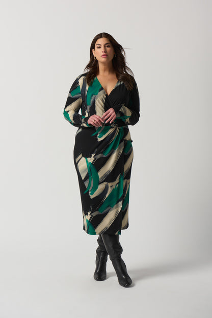 Vestido cruzado estampado verde 233127