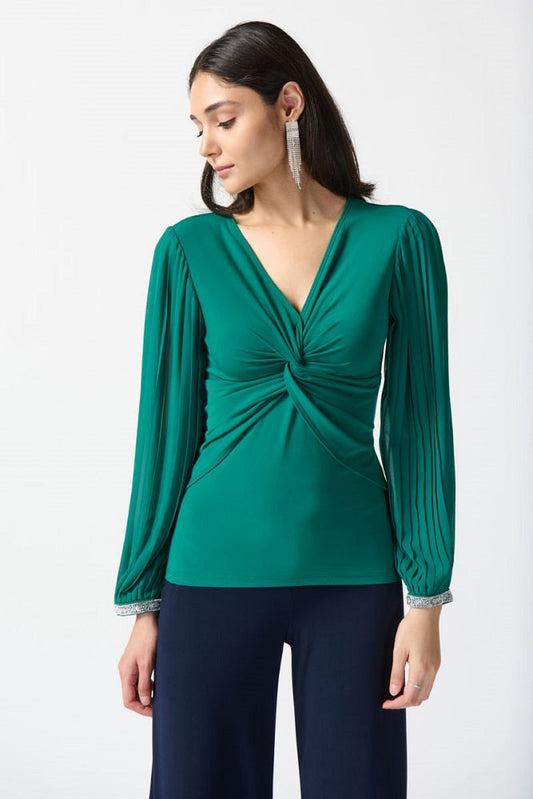 Blusa de manga de gasa plisada 233763