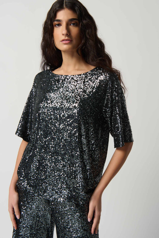 Blusa con lentejuelas gris plomo 234216