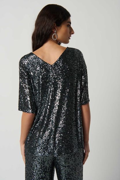 Blusa con lentejuelas gris plomo 234216