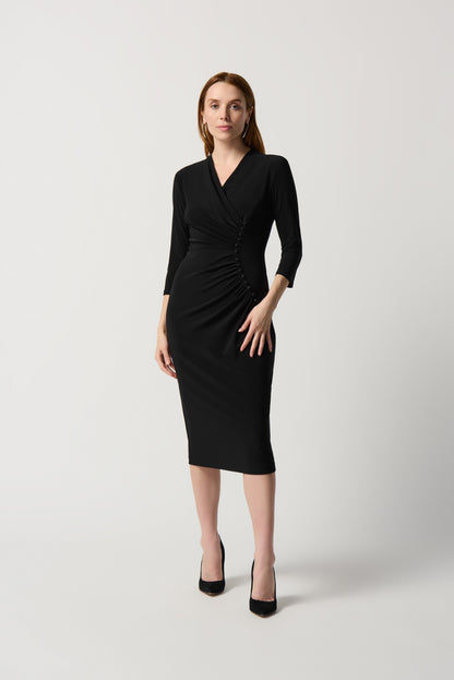 Vestido cruzado con botones negro 234272