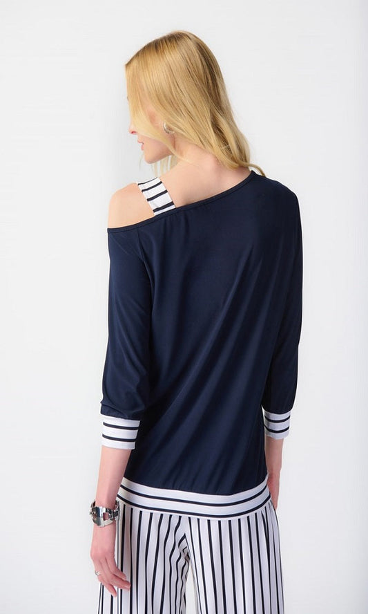 Blusa de un tirante y manga larga marino 241168 Joseph Ribkoff