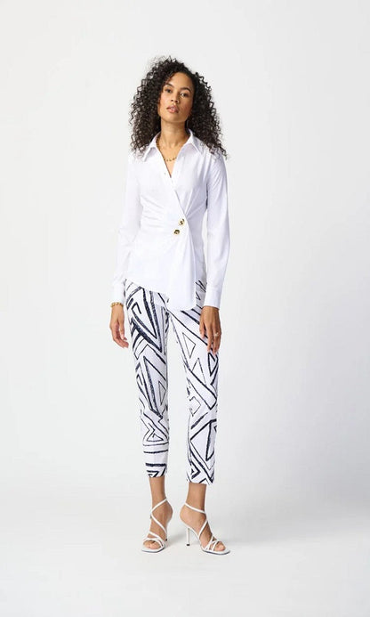 Pantalón vainilla con líneas geométricas 241271