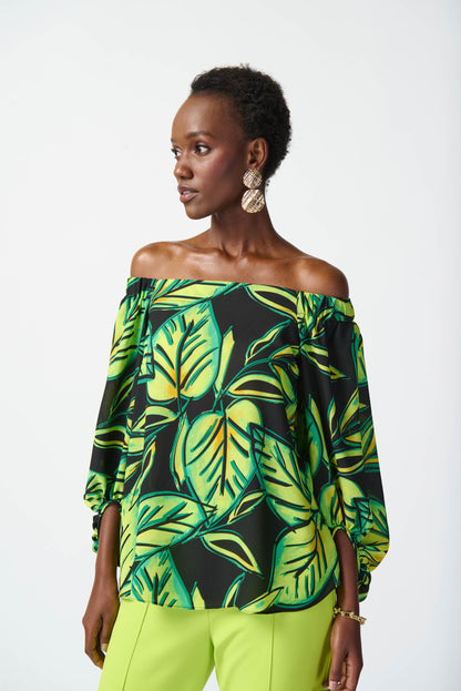 Blusa hombros descubiertos estampado tropical 241277