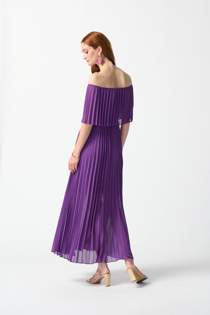 Vestido plisado de gasa púrpura 242926