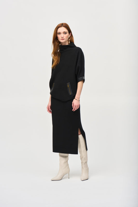 Blusa de punto con ribete de vinil 243966
