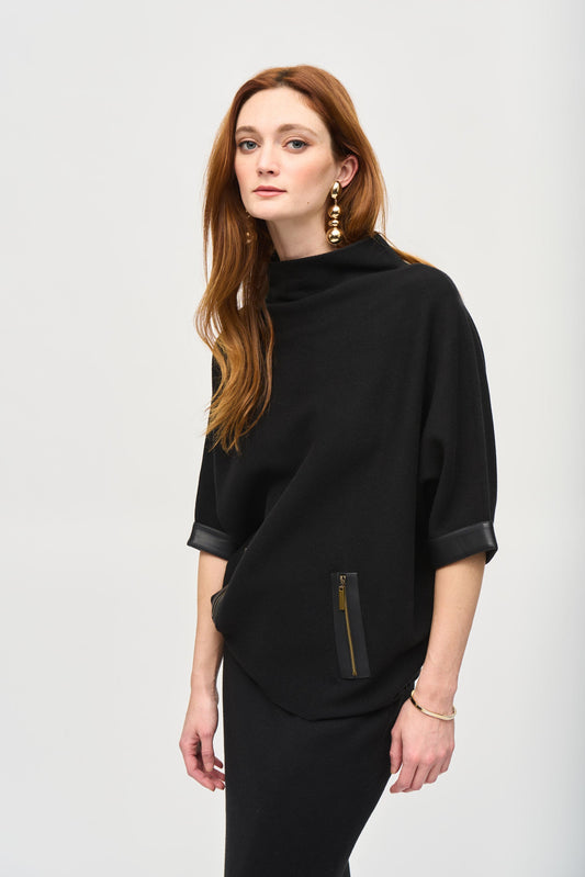 Blusa de punto con ribete de vinil 243966
