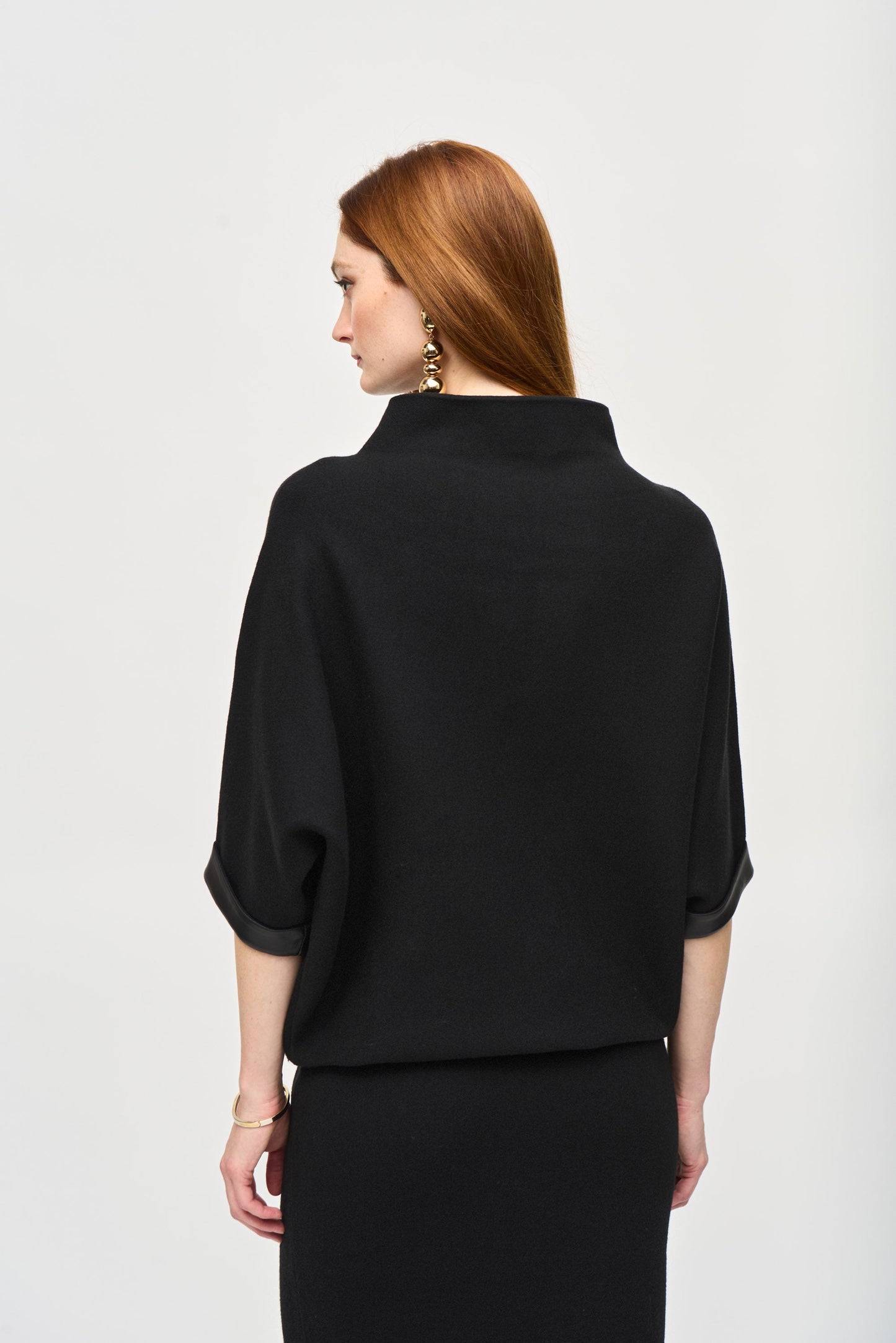 Blusa de punto con ribete de vinil 243966