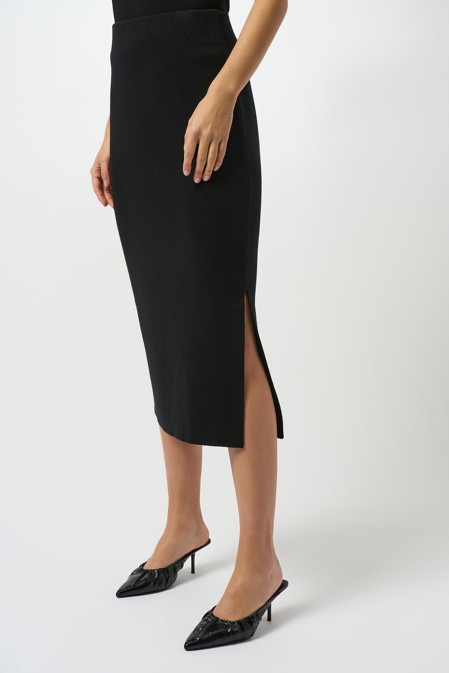 Falda midi de punto negro 243967F25